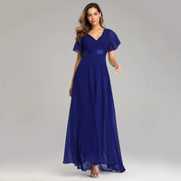 Evening Dresses XUCTHHC Elegant V-Neck Ruffles Chiffon Formal Evening Gown  Robe Vestidos De Fiesta Dress for Wedding Party