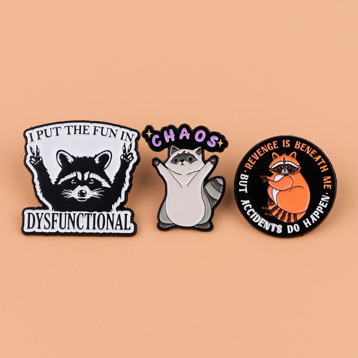 Cute Raccoon Enamel Pins Funny Quotes Brooches For Women Lapel Pins Badge on Backpack Costume Accessories Animal Jewelry Gifts