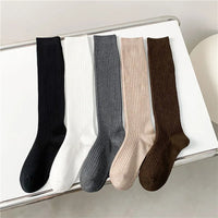 New Women's Stockings Spring Trends Casual Preppy Style Knee High Socks Female High Quality Cotton Solid Color Long Socks Comfy