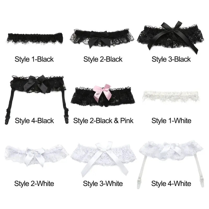 Sexy Fashion Lingerie Wedding Garter Belt Bride Cosplay Party Accessories Bowknot Lace Elastic Leg Ring