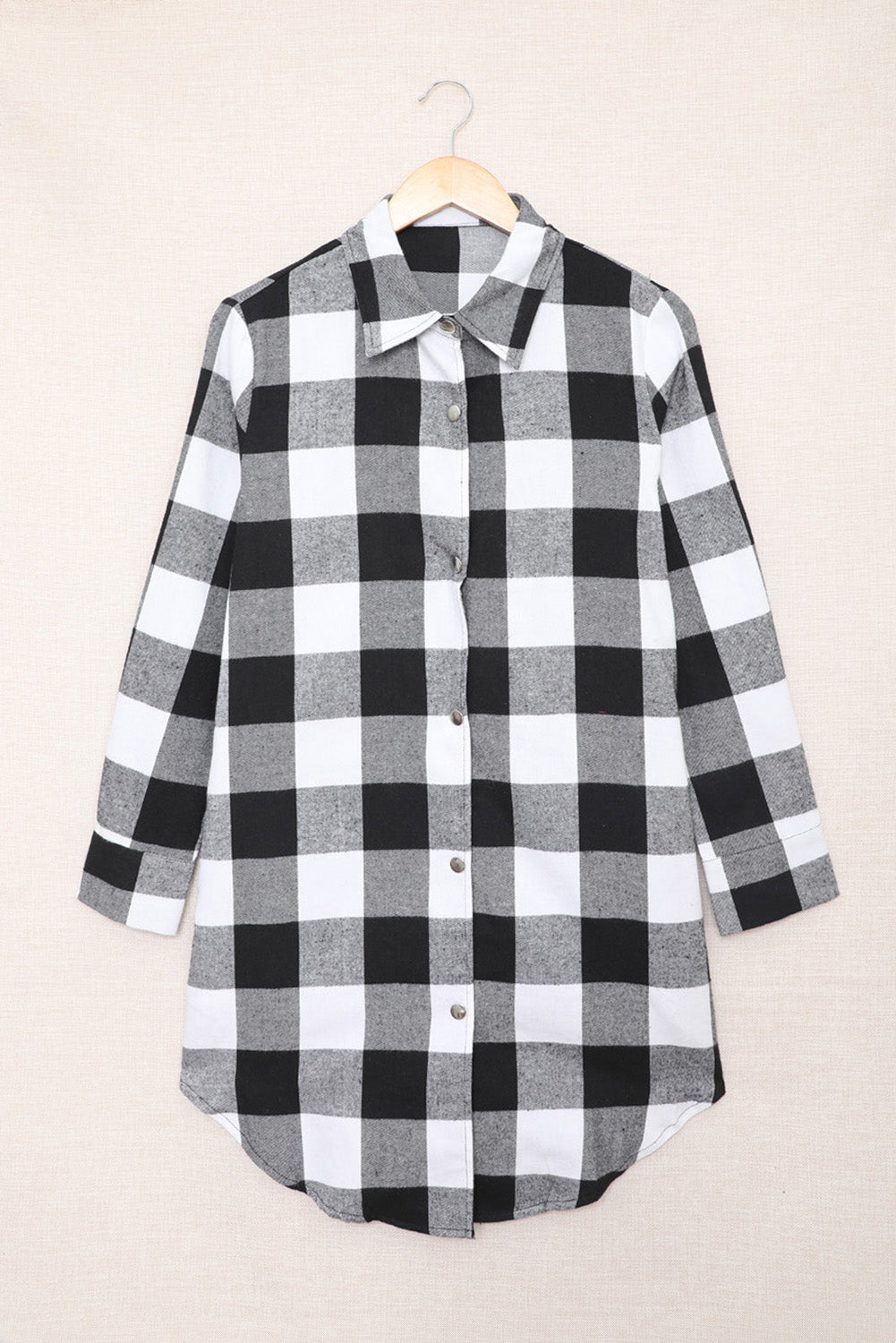 Blue Turn-down Collar Plaid Shirt Jacket