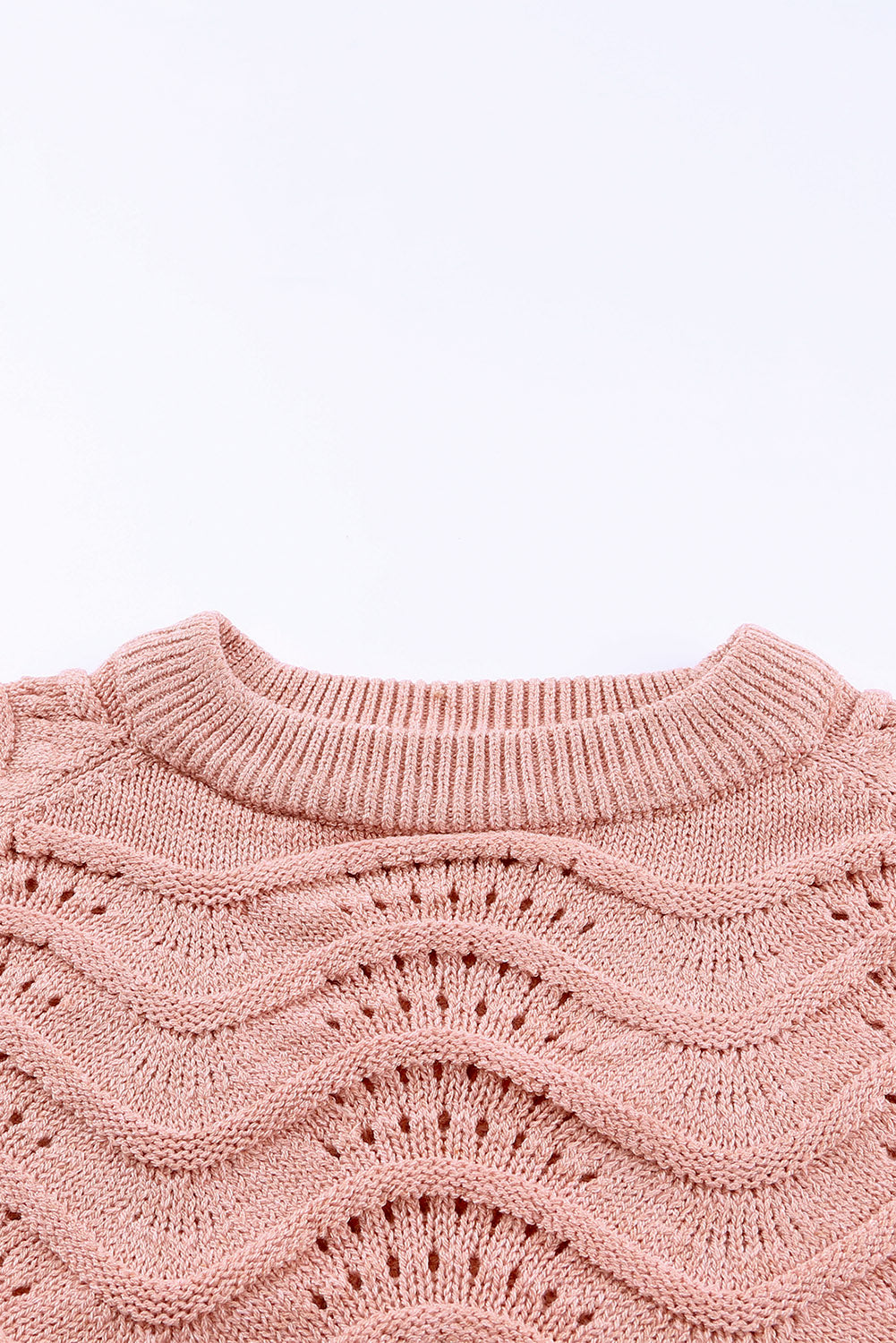 Pink Striped Textured Long Sleeve Knit Sweater