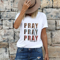 White Leopard Pray Graphic Tee