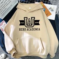 My Hero Academia UA Logo Anime Hoodies Simple Men Plus Size Streetwear Casual Warm Kangaroo Pocket Drawstring Sweatshirt