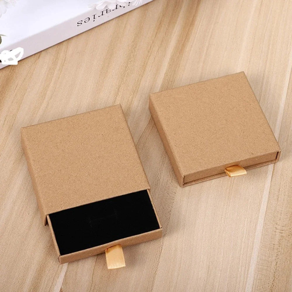 Creative Drawer Jewelry Packaging Box Necklace Rings Earing Bracelet Storage Organizer Display Stand Solid Color Paper Gift 2022