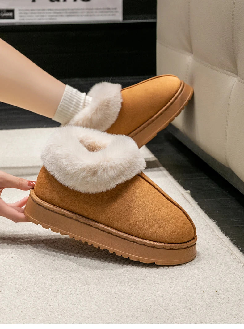 2024 High Quality of  Women's Fashion Snow Boots Fluffy Plush Faux Fur Soft Slippers Winter Indoor Comfortable Home men's Shoes