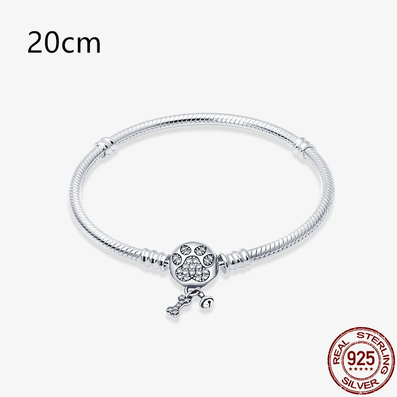 2024Hot Sale Heart Zircon Snake Chain Charm Beads Bracelet Women 925 Silver Original Pendant Bead DIY Jewelry Fine Festival Gift