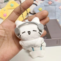 Cute Headphones Kitten Couple Keychain Mini Crying Cat Doll Plush Keyring Cartoon Dog Bee Bag Pendant Charms Backpack Decoration