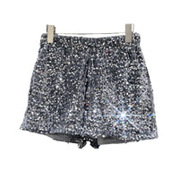 Europe and America Sequined Black Shorts Slim Suede Embroidered Beads Grey Casual Pants Women's Hot Pants