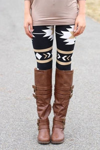 Black Western Aztec Print High Waist Leggings