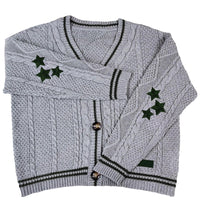 Knit Print Winter Cardigan Sweater Chic Vintage Star Preppy Long Sleeve Autumn V Neck Aesthetic Retro Single Breasted Sweaters