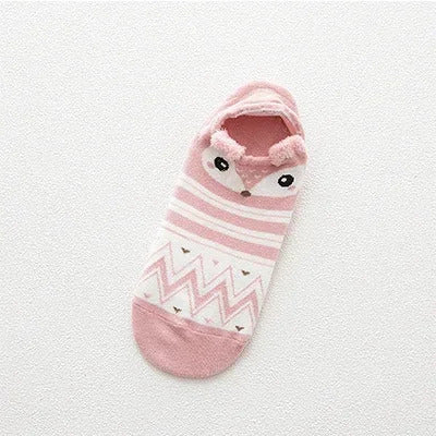 Kawaii Harajuku Cartoon Women Socks Cotton Invisible Sock Cute Animal Stereo Ear Girl Ankle Funny Breathable Socks Calcetines