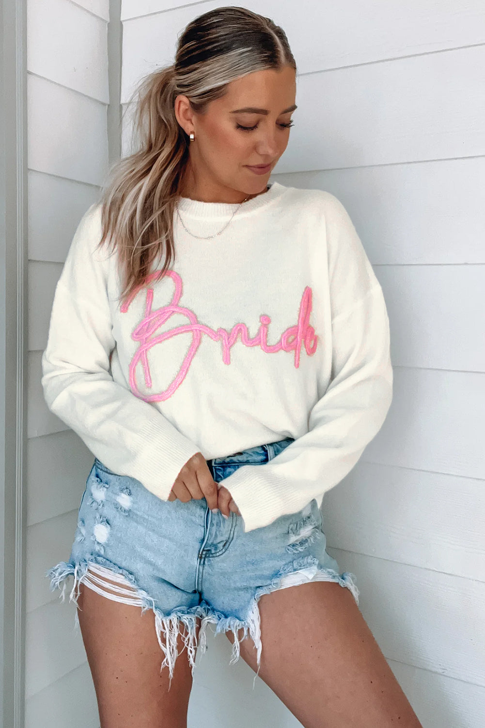 White Bride Tinsel Graphic Sweater