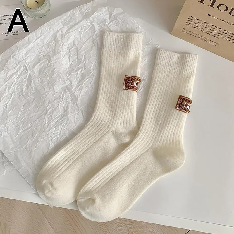 Winter Cozy Thickened Pile Socks Mid Calf Length Casual Cotton Soft Warm Comfortable Footwear Seasonal Hosiery