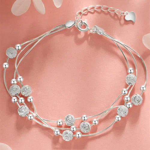 Fine 925 Sterling Silver Lucky Beads Bracelets For Women Luxury Designer Multilayer Adjustable Bracelet Party Wedding Jewelery