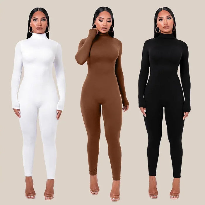 European American Style 2023 Autumn/winter New Solid Color Tight Sleeve Fleece Lined Jumpsuit Women's Yoga Suit Outdoor Trade