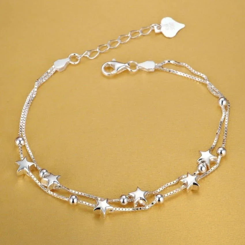 Hot 925 Sterling Silver Cute Buckle Side Chain Solid Bracelet for Women Men Charm Party Gift Wedding Fashion Jewelry