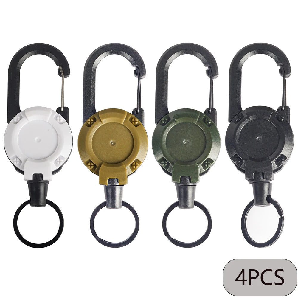 1/2/4/8pcs Extendable Retractable Holders Keychain Badge Reels Heavy Duty Clip With Carabiner Key Chain For Men Outdoor Bags