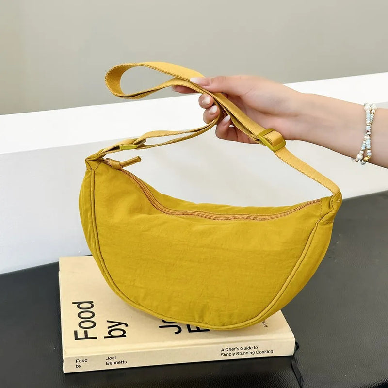 Casual Nylon Hobos Crossbody Bag for Women Shoulder Bag Woman Half Moon Chest Bags Tote Lady Travel Shopper Bag Female Purses