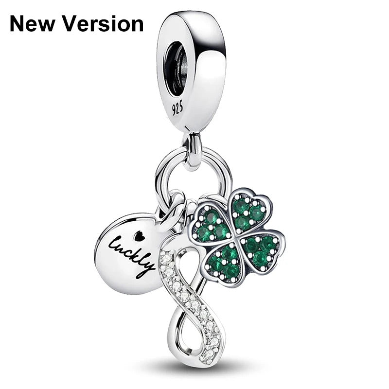 Fit Pandora 925 Original Bracelets Love Heart Flower Four Leaf Clover Turtle 925 Silver Charms Beads DIY Birthday Jewelry Gift