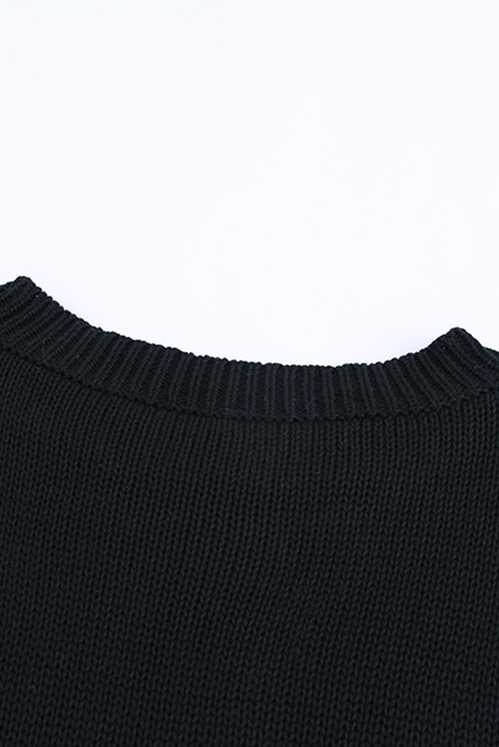 Black Oversize Knitted Drop-shoulder Sleeve Sweater