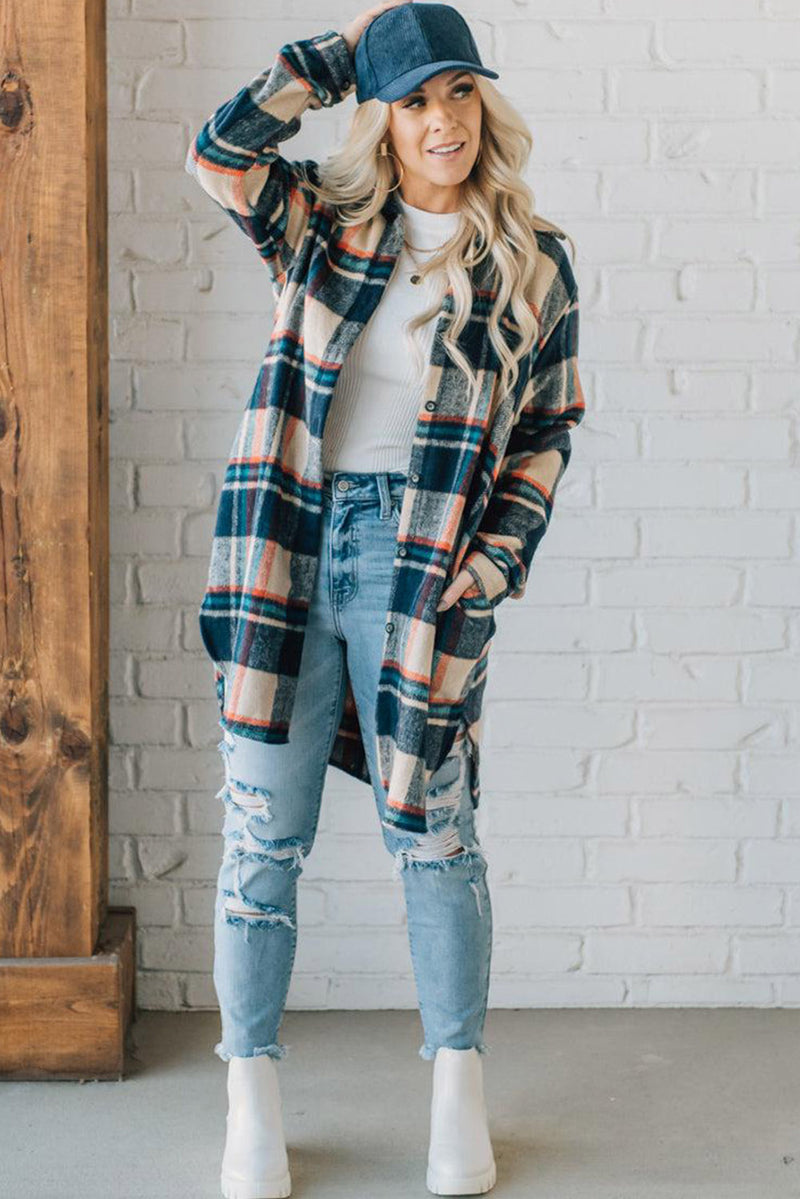 Apricot Mid Length Classic Plaid Shacket