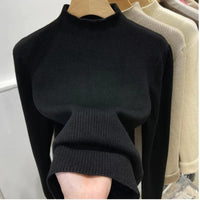 Turtleneck Winter Sweater Women Elegant Thicken Velvet Lined Warm Sueter Knitted Pullover Slim Tops Jersey Knitwear Jumper New