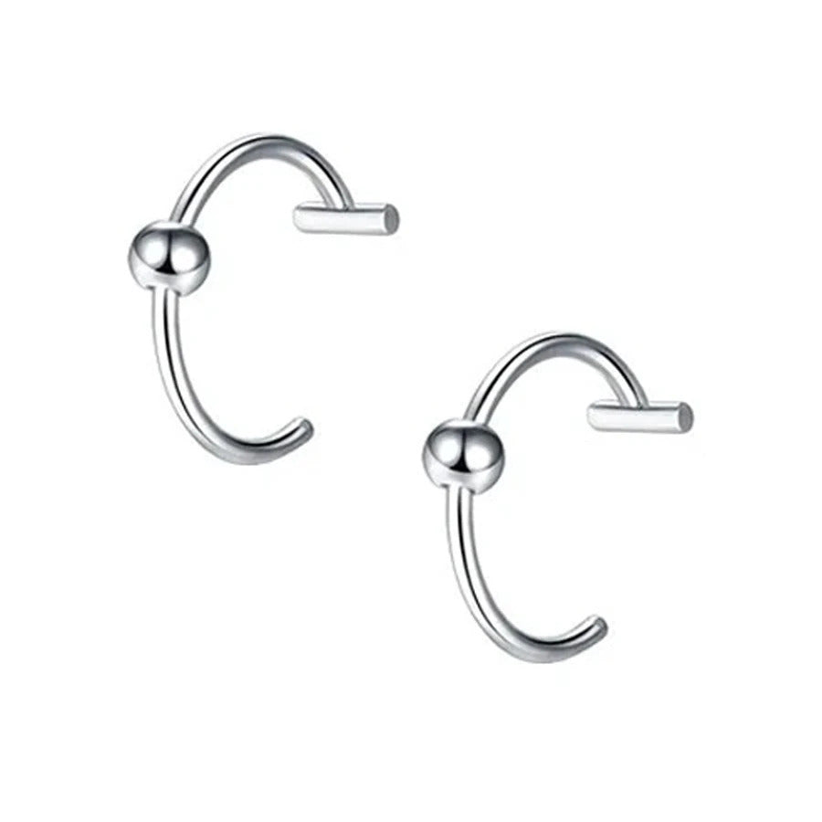 2PCS Trendy 10mm Stainless Steel Punk Clip on Fake Piercing Nose Wrap Lip Rings Unisex Nose Ring Women Men Tusk Body Jewelry