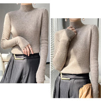 MEXZT Solid Sweater Women Half Turtleneck Knitted Pullovers Harajuku Korean Thick Knitwear Autumn Winter Fashion Slim Jumpers