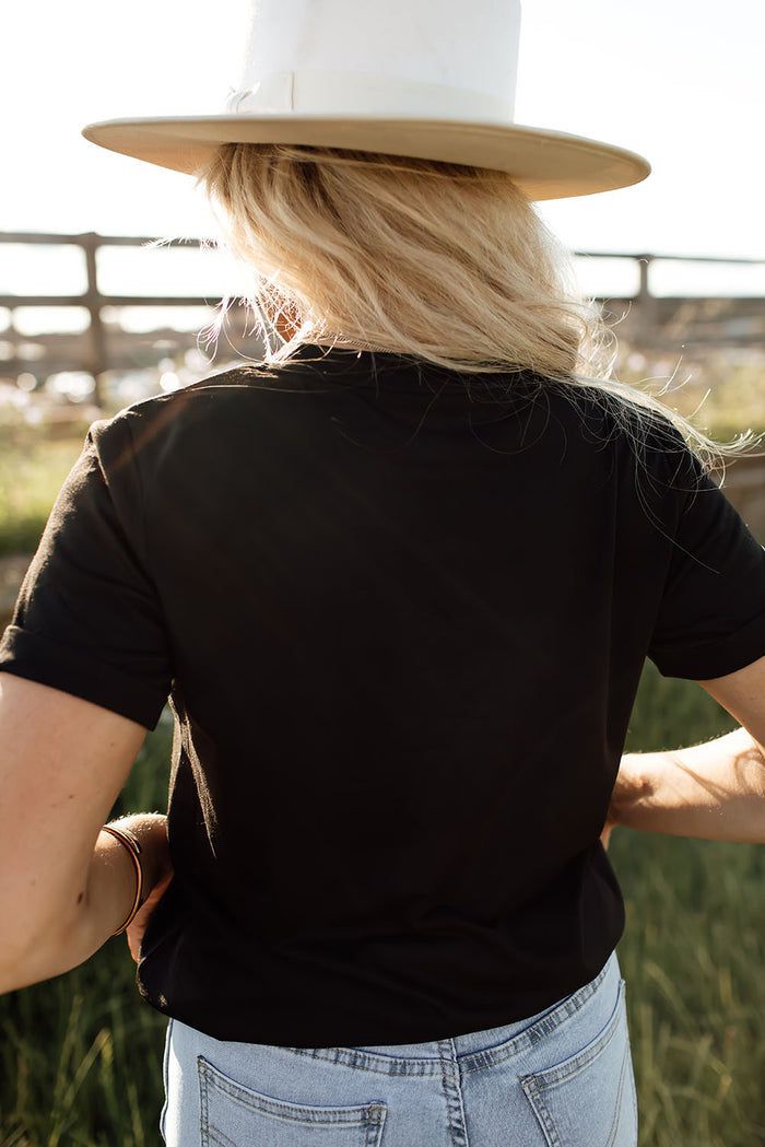 Black Western American Flag Graphic Tee