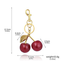 Red Cherry Bag Charm Keychain Exquisite Elegant Small Fresh Cherry Y2K Keyring for Women Backpack Purse Pendant Accessories Gift