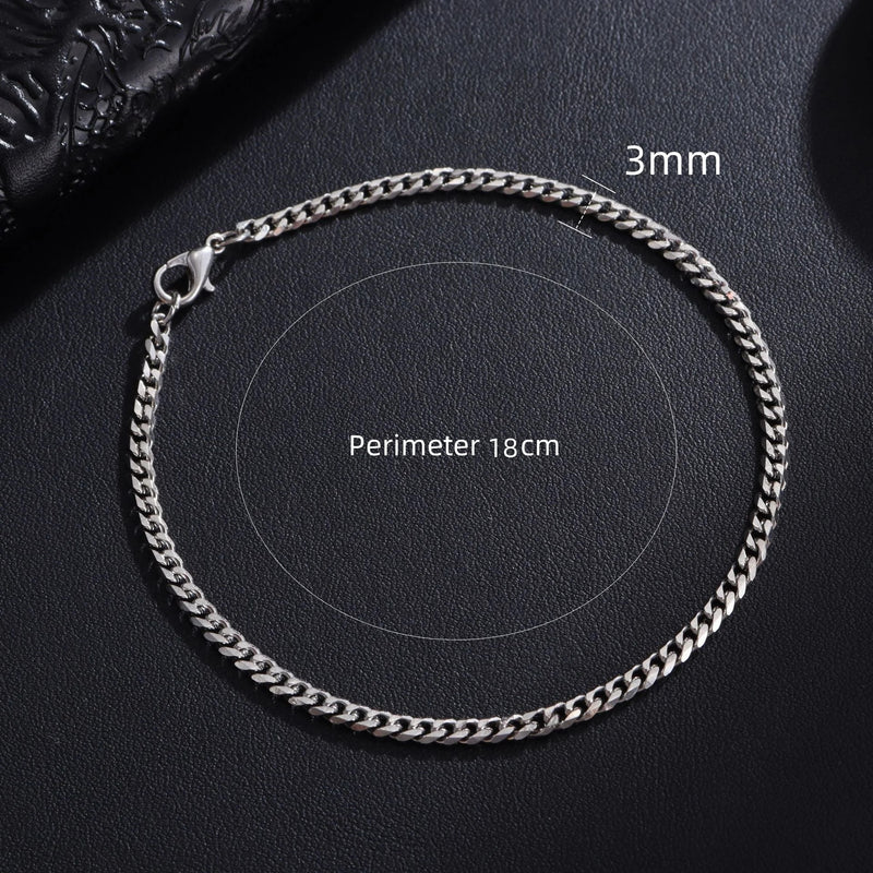 New Trendy Cuban Chain Men Bracelet Classic Stainless Steel 3/5/7/9mm Width Chain Bracelet For Men Women Jewelry Gift