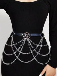 ﻿ Women Sexy Leather Harness Belt Waist Chain Harness Fashion Waistband Accessory Leisure Punk Gothic Clothing Jewelry Belt