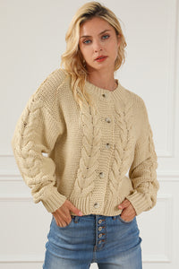 Apricot Cable Knit Buttoned Cardigan