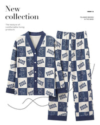 SUKAE Women Autumn Winter New Pajamas Sets Faux Cotton Sleepwear Casual Kimono Pijamas Sets Leisure Lapel Loungewear Homesuits