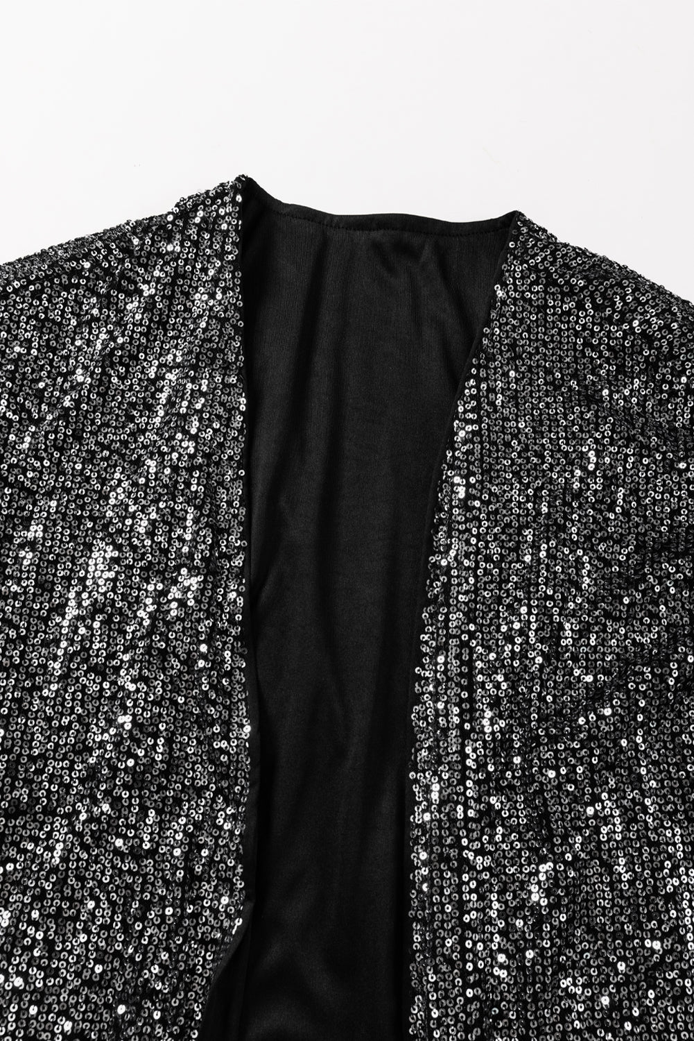 Silvery Sequin 3/4 Sleeve Kimono