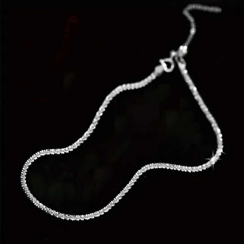 Huitan 925 Sterling Silver Snake Chain Anklets for Women Summer Shiny Creative Fine Jewelry Fashion Exquisite Feet Accessories