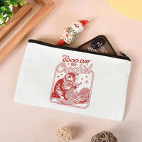 Its A Good Day To Crochet Cat Tote Bag Library Book Bag Booktrovert Tote Bag Book Lover Tote Bag Canvas Handbag Makeup Bag Set