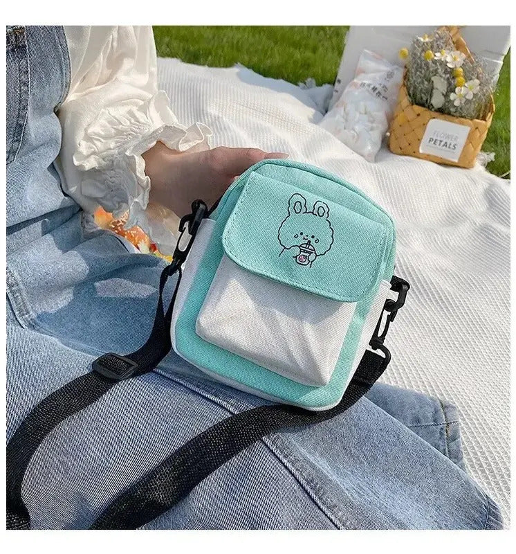 Cute Canvas One Shoulder Womens Bag Little Rabbit Korean Version Fashion Crossbody Bag Female Student Cotton Womens Handbag