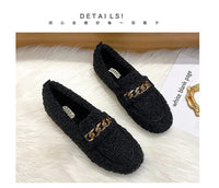 Luxury Sheep Fur Lined Loafers Women Lambswool Shoes Ladies Winter Slip On Furry Flats Cotton Wool Mocasine Femme Barefoot Boots