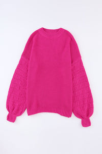 Rose Hollowed Bubble Sleeve Knit Sweater