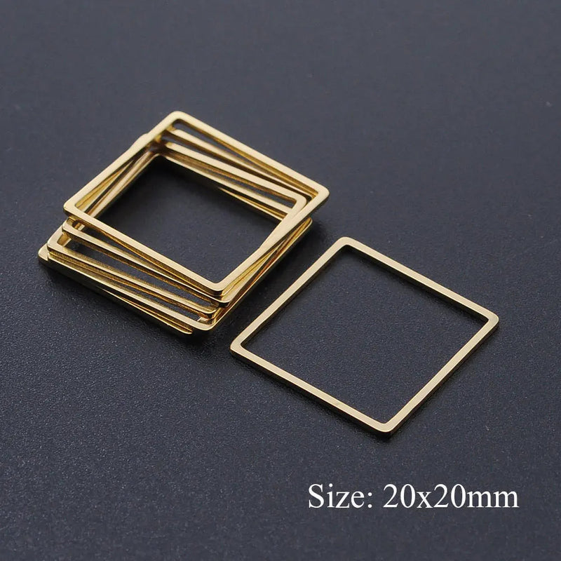 10pcs/lot 316 Stainless Steel   Hollow Geometric Square Circle Triangle Charms Wholesale Never Tarnish Jewelry Making Charms