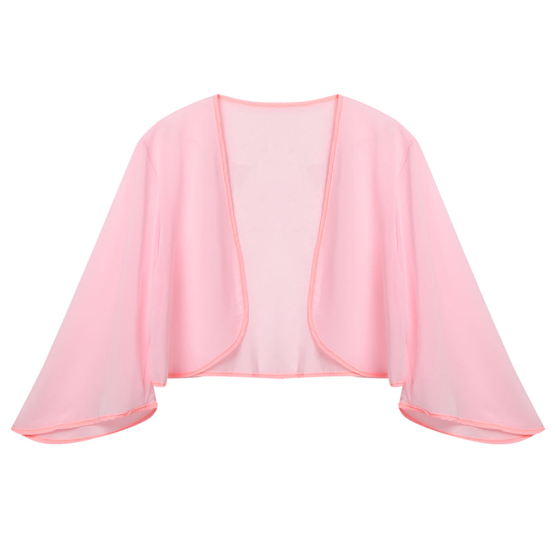 Women Chiffon Cardigan Bolero Shawls 3/4 Sleeve Solid Soft Cape Coat Wedding Bridal Party Dress Wraps Beach Vacation Cover Ups