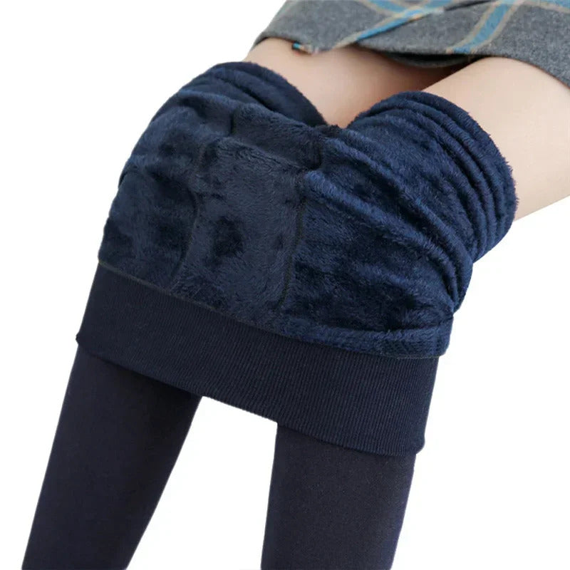 Women Winter Leggings Warm Leggins High Waist Solid Color Velvet Women Thickened Velvet Leggings Casual Stretchy Leggings