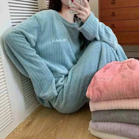 Winter Women's New Pajamas Homewear Suit Women's Fall and Winter Warm Clothes Coral Velvet Leisure Pajamas Padded Homewear