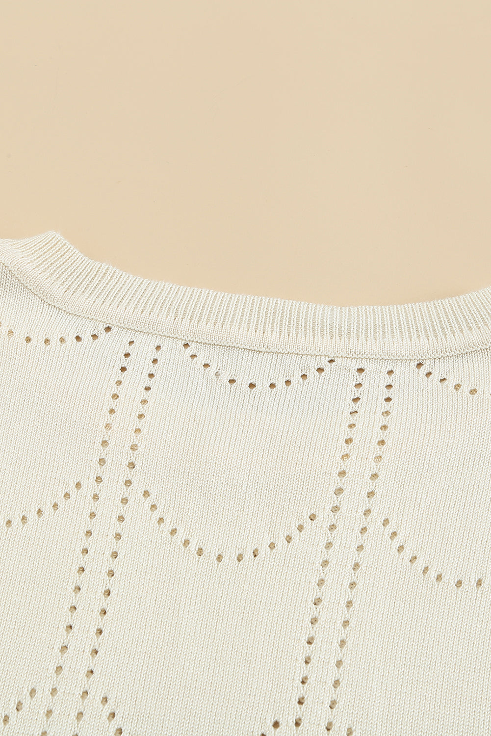 Beige Flare Sleeve Texture Knit Sweater