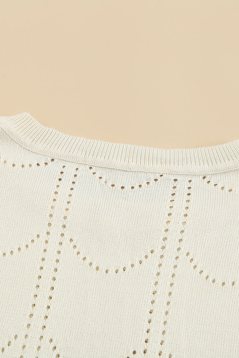 Beige Flare Sleeve Texture Knit Sweater