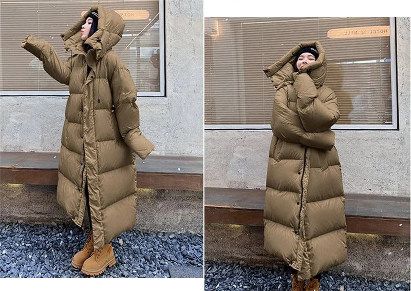 Warm Winter Pink Hooded Long Women Parkas Chaqueta Thick Cotton Padded Windproof Parcas Overcoat Casual Loose Snow Wear Jaquetas