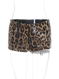 Sexy Chic Leopard Printed Super-short Night Club Shorts Women Fashion Skinny Sequins Short Pants Evening Party Outfit Streetwear