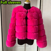 Women's Fashion faux fur coat super hot Autumn Winter women short Faux fox fur fluffy jacket high quality 7xl Ladies furry coats